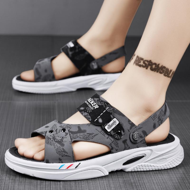 Мода Мода Мужские Сандалии Нескользящие Износостойкие Мужские Домашние и Уличные Тапочки Мягкие и Удобные Пляжная Обувь Мужские Сандалии Два Способа Носить