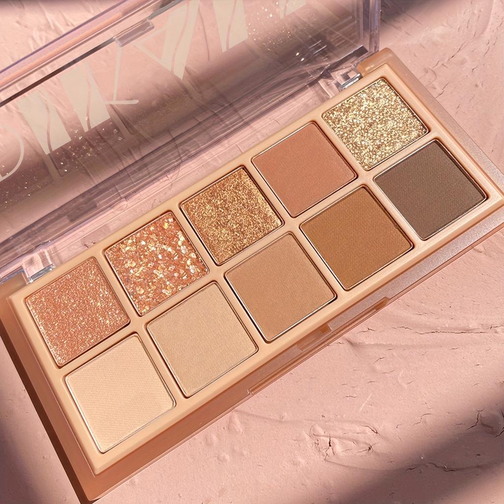 Палитра теней для век Smoky Eye Shadow из 10 цветов. Стойкий матовый и мерцающий финиш. Черные, коричневые, коралловые, розовые, земляные тона для контурирования лица и повседневного макияжа.