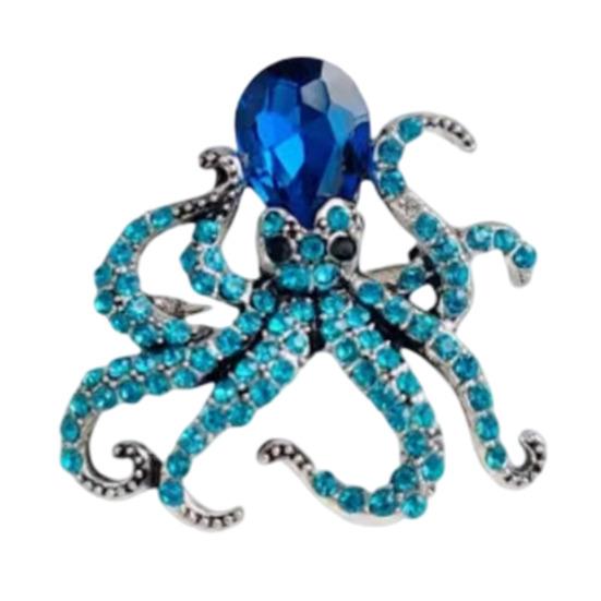Sparkly Octopus Brooch Rhinestone Octopus Brooch Pin Sea Creature Lapel Pin Accessory for Men Women Ocean Lovers Sweaters Coats Scarves