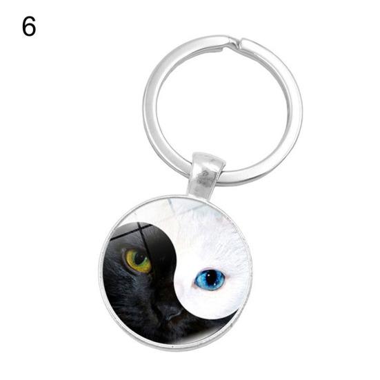 Креативный Инь Ян Тай Чи стеклянный кулон с кабошоном брелок для ключей держатель подарок