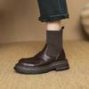 Корейская версия женских рыцарских сапог на среднем каблуке большого размера, удобные сапоги-трубы средней длины на толстой подошве, нескользящие, с квадратным каблуком, с рукавом, с круглым носком, авто