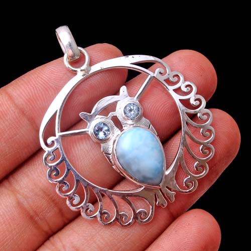 Хрустальный кулон с исцелением, кулон Рейки, серебряный кулон, кулон совы, кулон ларимар Ювелирные изделия из стерлингового серебра 925 пробы, подарок на день матери, кулон с драгоценным камнем