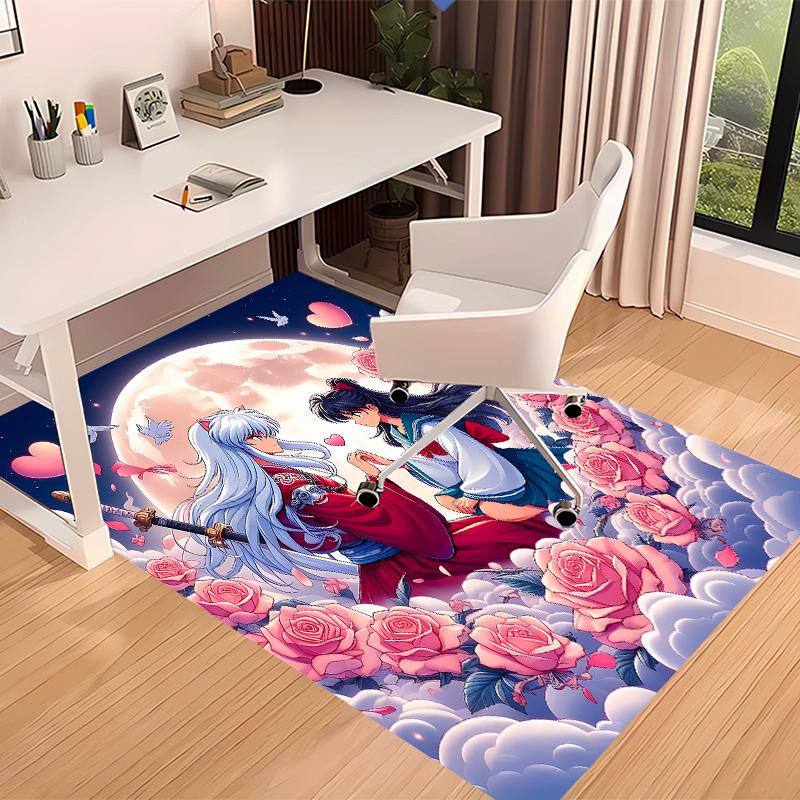 Inuyasha & Kagome Printed Absorbent Washable Carpet, Non-Slip Bathroom Mats, Kitchen Rugs, Yoga Mat,Living Room Entrance, Camping Picnic Rugs