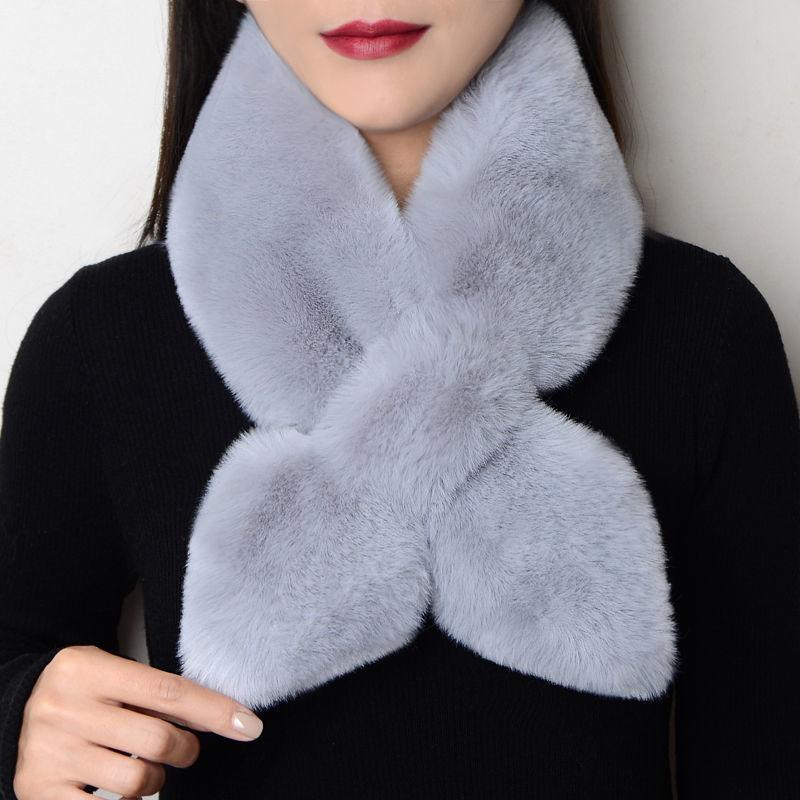 Winter Thick Scarf Women's Warm Imitation Otter Rabbit Fur Bib