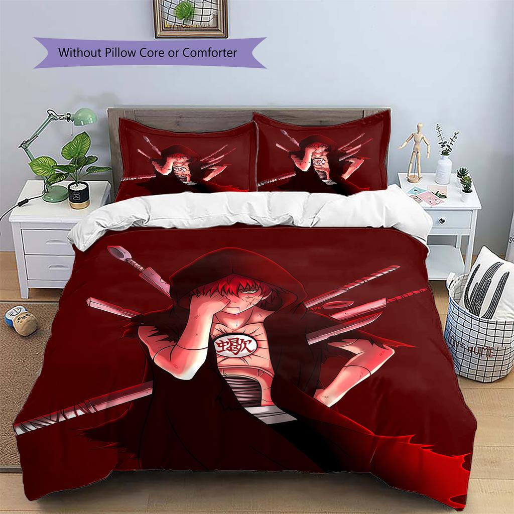 Sasori Akatsuki Robe Pattern Bedding Quilt Set Home Decoration Gift (1 * duvet cover + 2 * pillowcase without core)