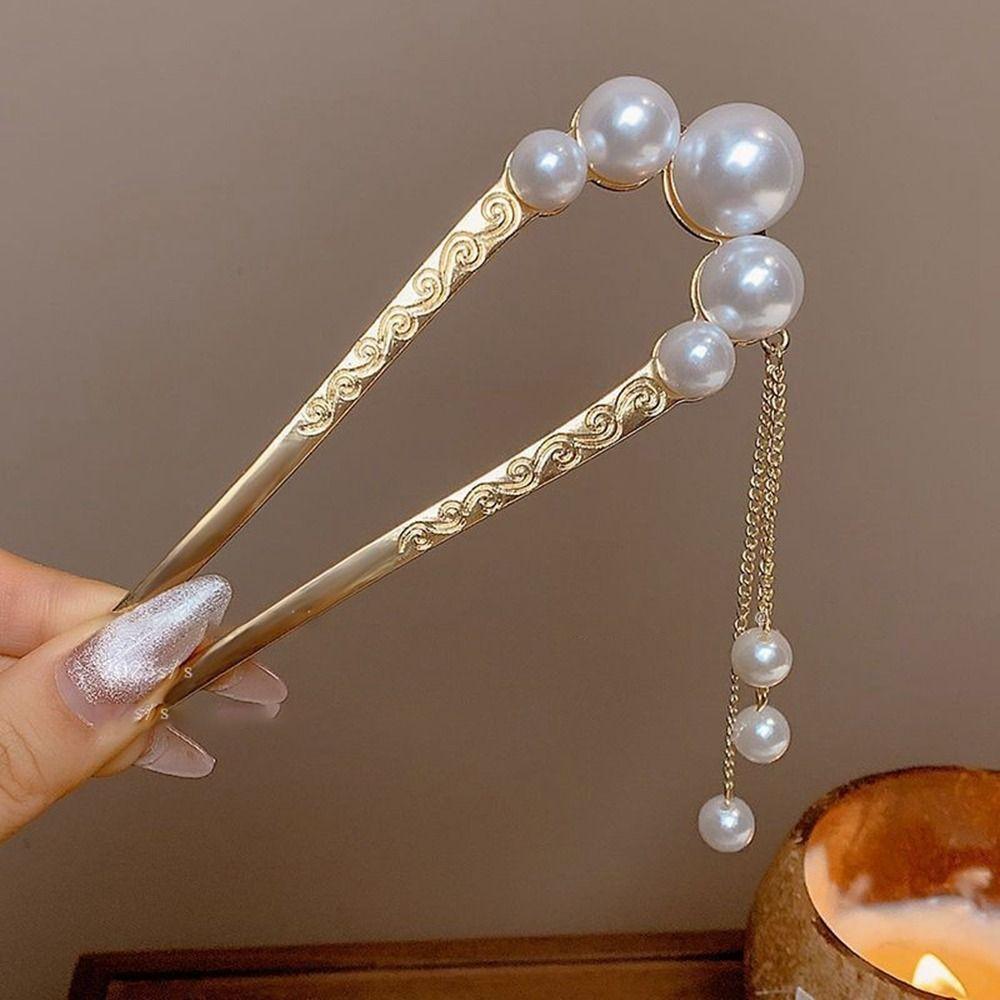 U-shaped Pearl Hairpin Headdress U-shaped Hairpin New Pearl Pendant HairClip Women Girl