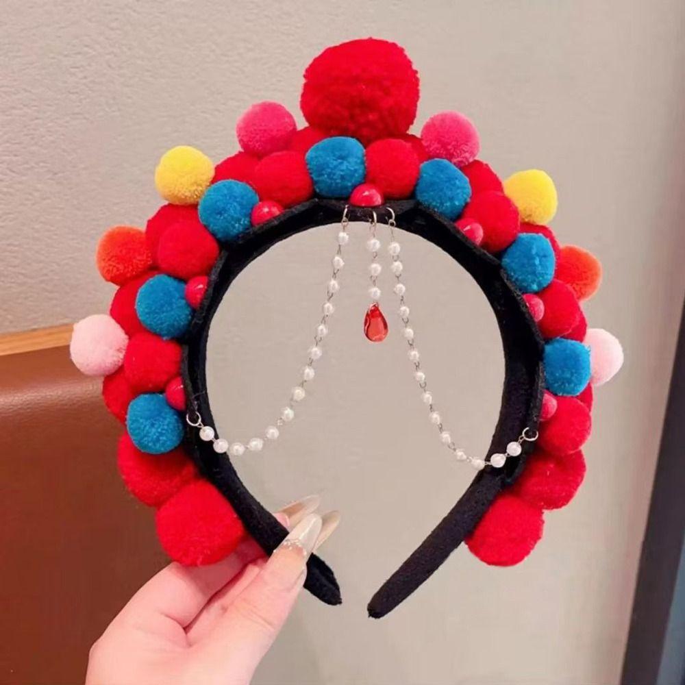 Pearl Chinese New Year Headwear Tang Suit Hair Hoop Hanfu Headwear Beijing Opera Headband  Girls