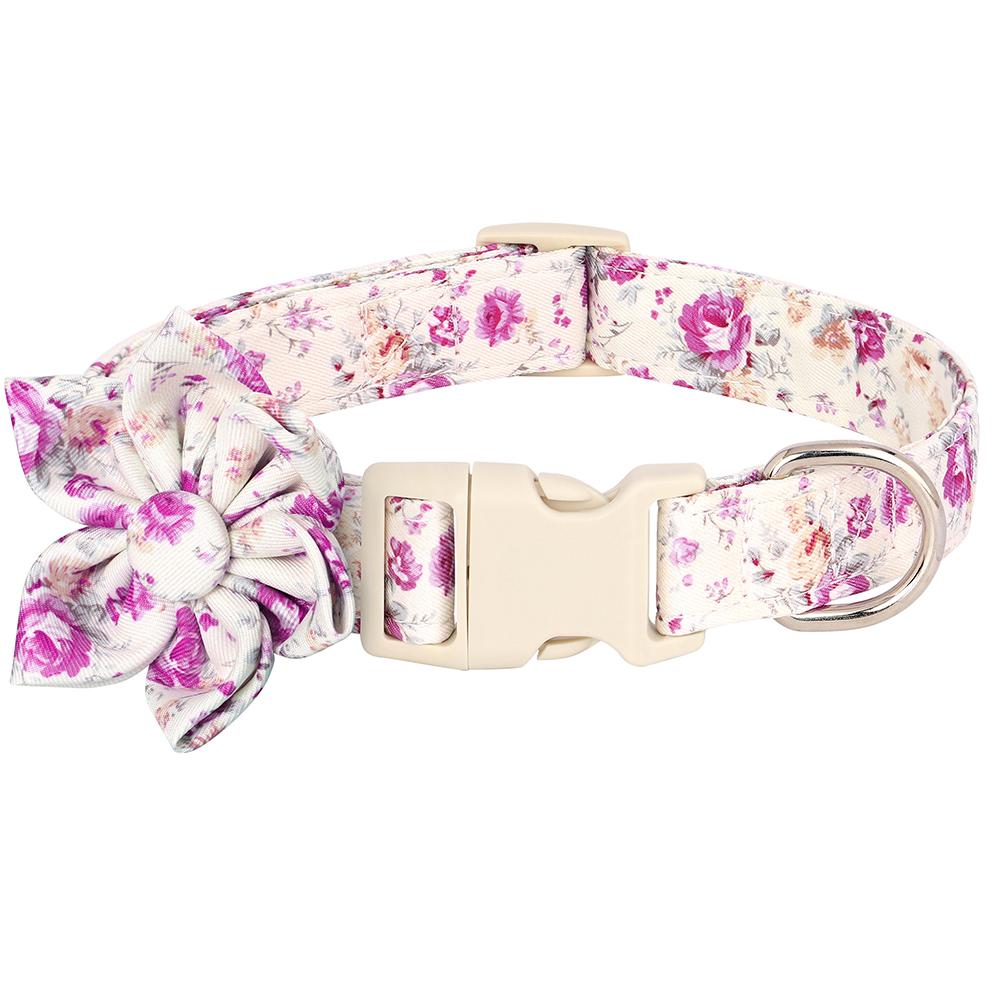 Модный нейлоновый ошейник для собак с цветочным принтом, регулируемый весенний ошейник для собак с цветком для маленьких и средних собак, мопса, чихуахуа
