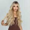 Ombre Blonde Platinum Синтетические парики Длинные вьющиеся волны Парик из натуральных волос для женщин Афро-косплей парик Термостойкие парики с челкой