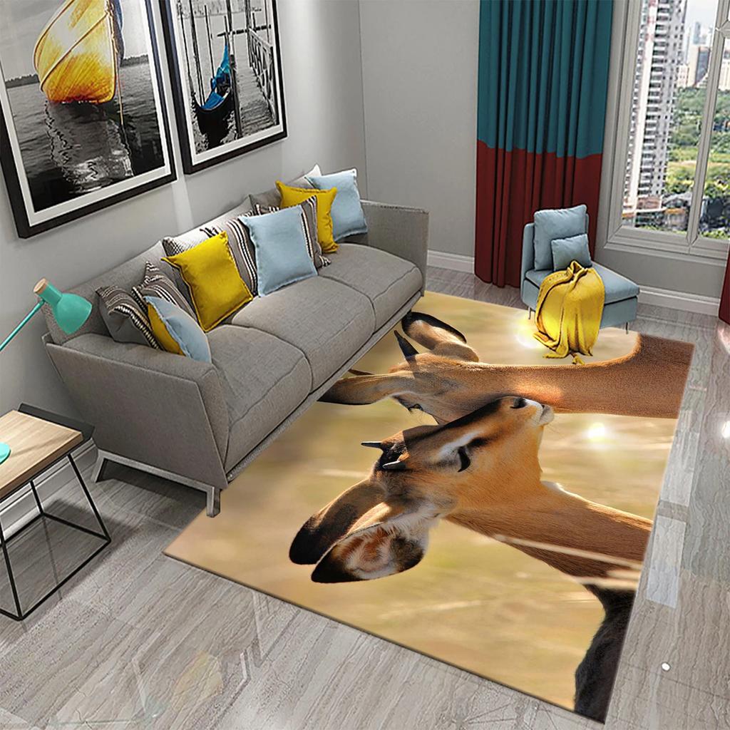 3D Ковер Антилопа Прекрасный Ковер с Животным для Ванной Комнаты Кухни Прихожей Противоскользящий Напольный Ковер Украшение Гостиной Спальни Придверный Коврик