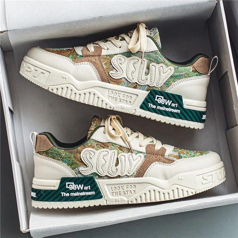 2024 Модные мужские кроссовки Универсальная мужская повседневная обувь Удобные мужские повседневные кроссовки на платформе Брендовые дизайнерские новые мужские туфли на плоской подошве