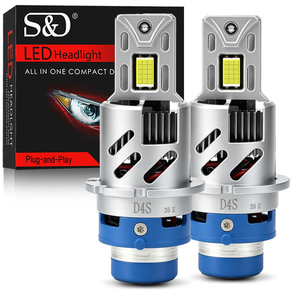 2 шт. 60000 лм D2S LED D4S Автомобильные лампы головного света D2R D4R LED Автомобильный свет Высокая мощность 200 Вт 1:1 Plug&Play 30-ядерные CSP-чипы Медная трубка Турбо-лампа 6000K Белый