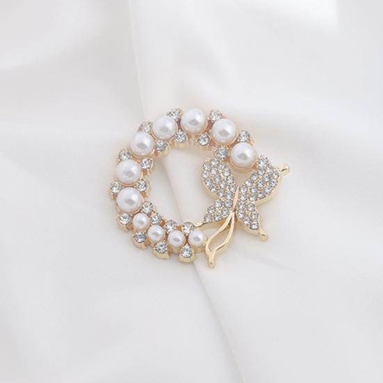 Ladies Butterfly Brooch Pin Rhinestone Faux Pearl Butterfly Brooch Lapel Brooch Pin