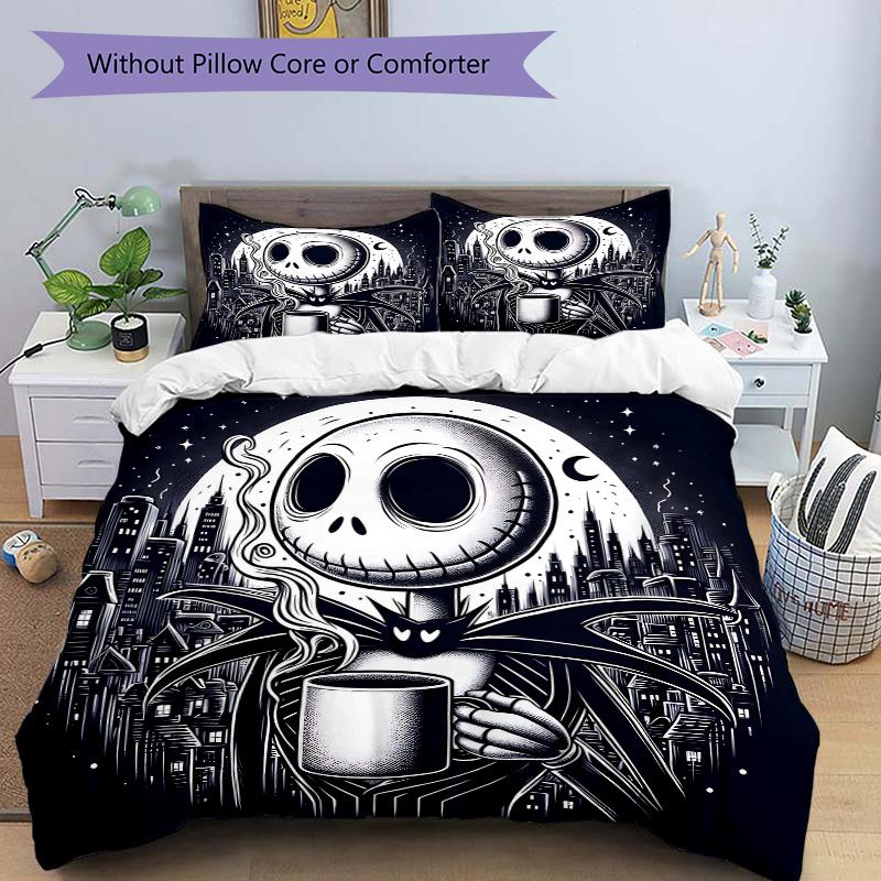 3pcs Night Sky Jack Bedding Set - Includes 1 Quilt Cover and 2 Pillowcases, Comfortable Bedding with Stylish Design for Bedroom, Machine Washable