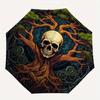 Skull Tree of Life Wall Art DecorUmbrella, Portable 3-Fold Compact Umbrella for Men & Women Gift