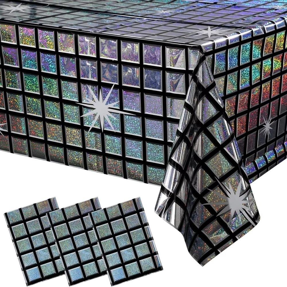 Disposable Table Cover Vintage Table Runner Disco Iridescent Shiny Laser Tablecloth Bar Disco
