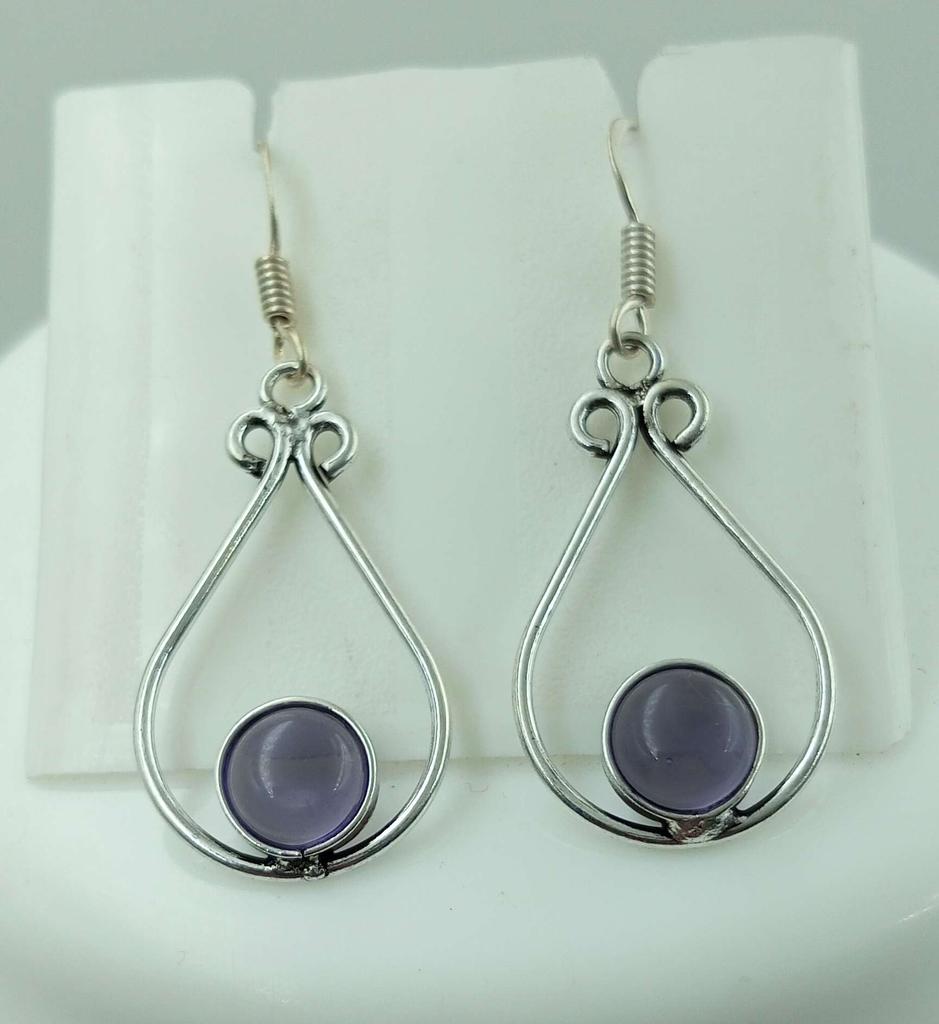 Amethyst Gemstone 925 Sterling Silver Plated Hook Earrings Jewelry NST-J2H4328