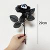 Halloween Eyeball Rose Black Fake Flower Single Stem With Eyeballs Ghost Festival Scary Party Decor Role Play Photobooth Props