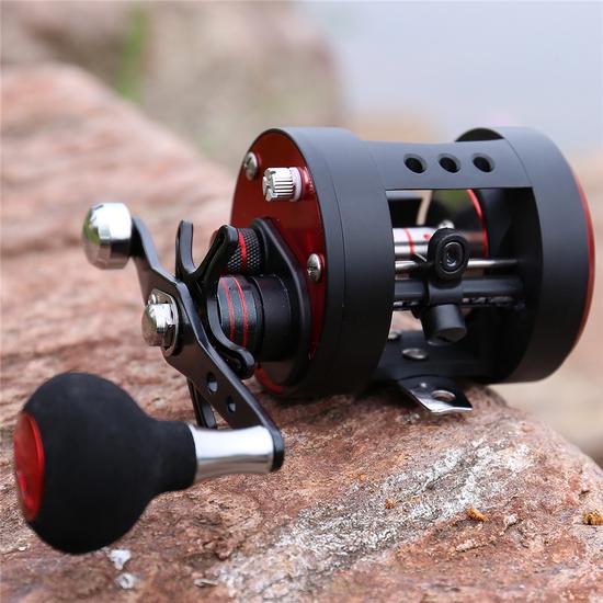 Baitcasting Reel 5.6:1 Round Fishing Reel Trolling Boat Fishing Molinete Left/Right Hand Black Pesca