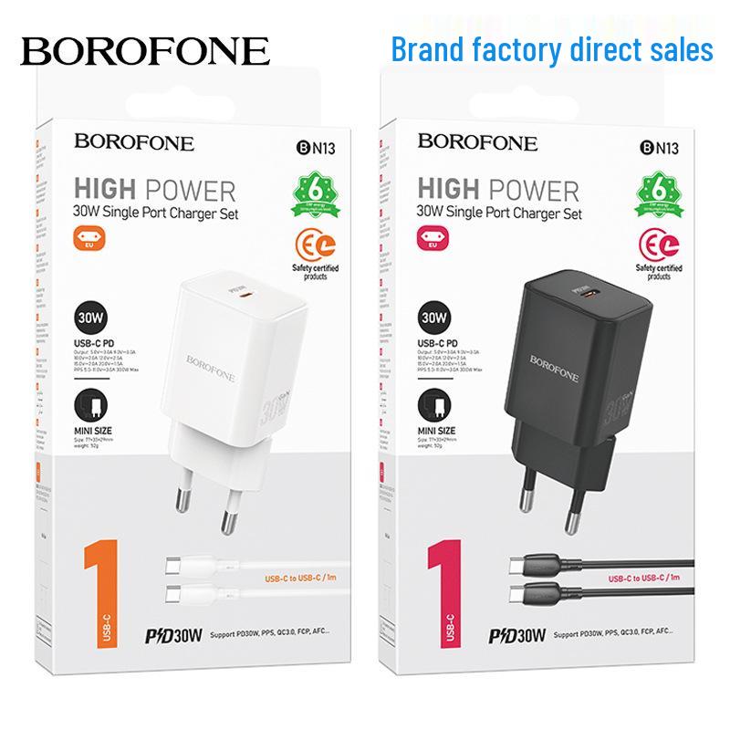 BOROFONE BN13 Зарядное устройство PD30W, сертифицированное EU, для Type-C Apple 15, быстрая зарядка