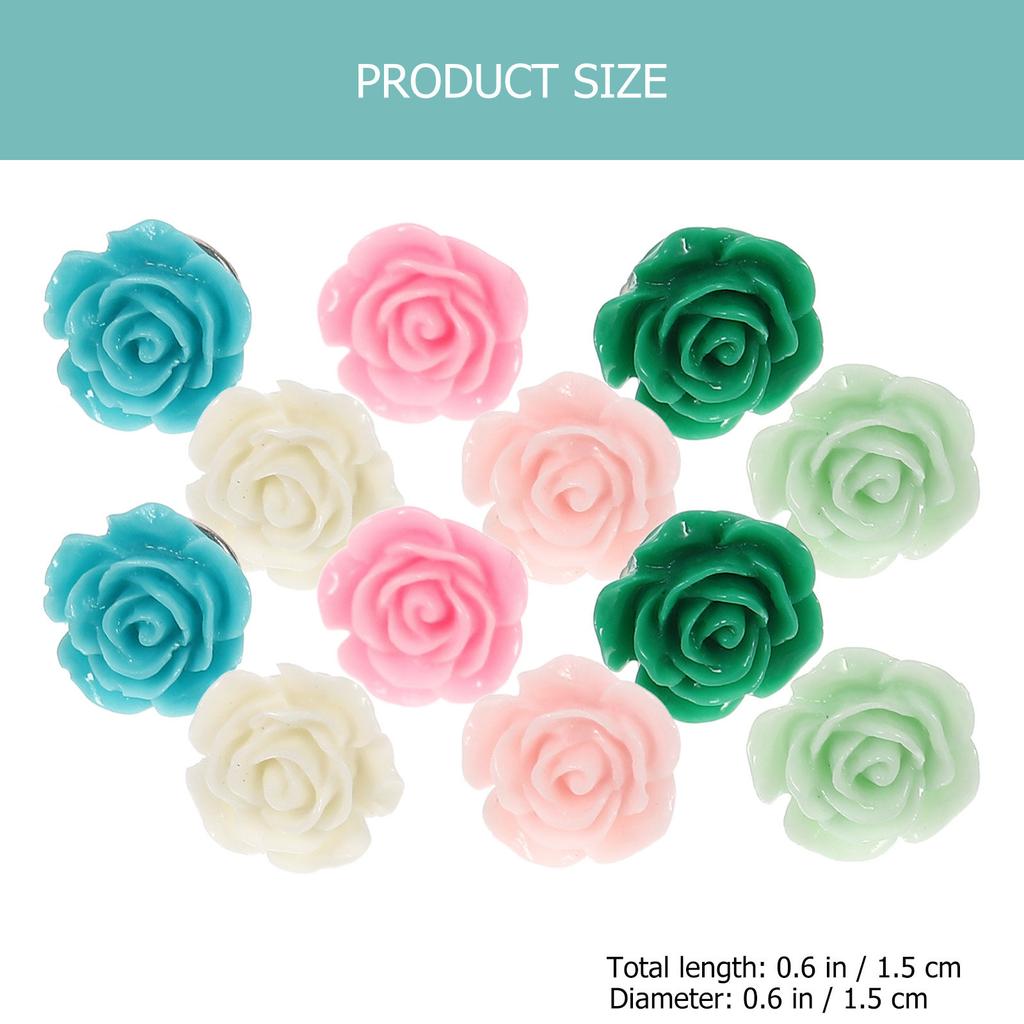 30Pcs Rose Flower Push Pins Delicate Multi-Function Thumbtacks Map Supplies Daily Use Reusable Small Thumb Tacks Home Office