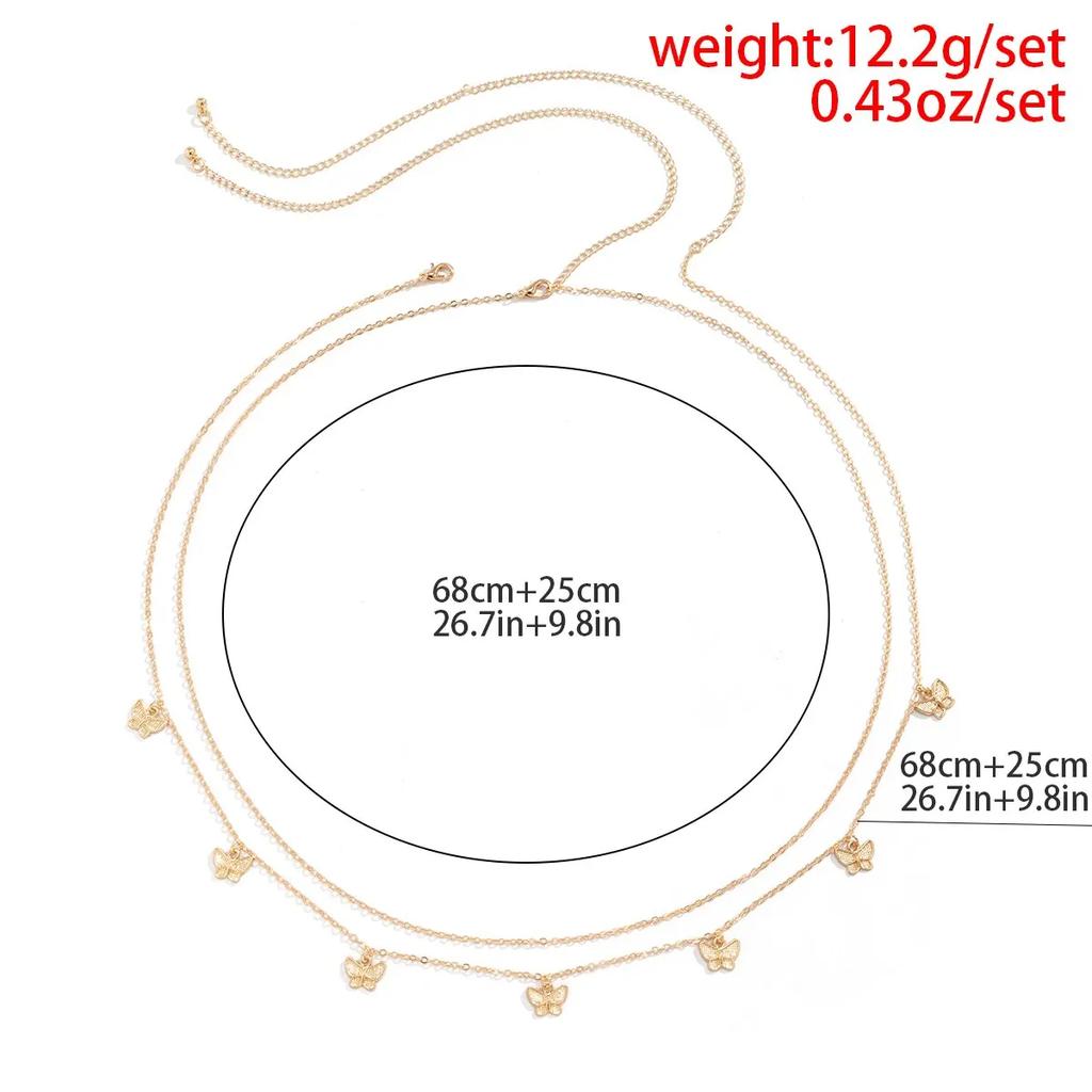 Fashion Classic Cute Butterfly Waist Chain Women Simple Thin Basic Sexy Body Chain Jewelry Summer Vacation Accessories