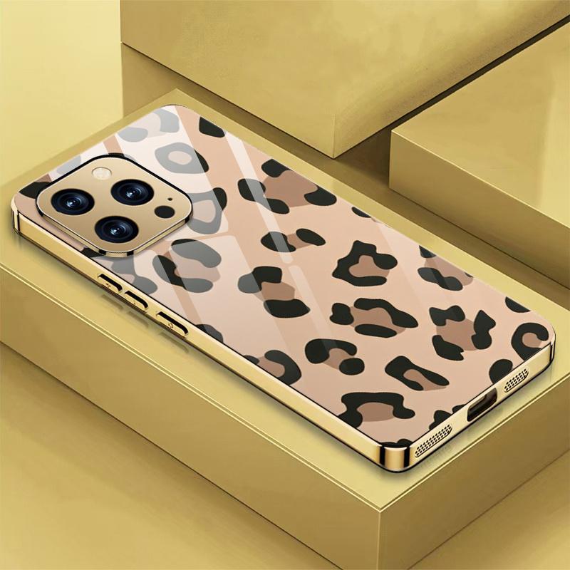 Закаленное стекло с леопардовым принтом для телефона, подходит для iPhone 17 16 15 14 13 12 11 Pro/Max/Plus, противоударный и защищающий от падений