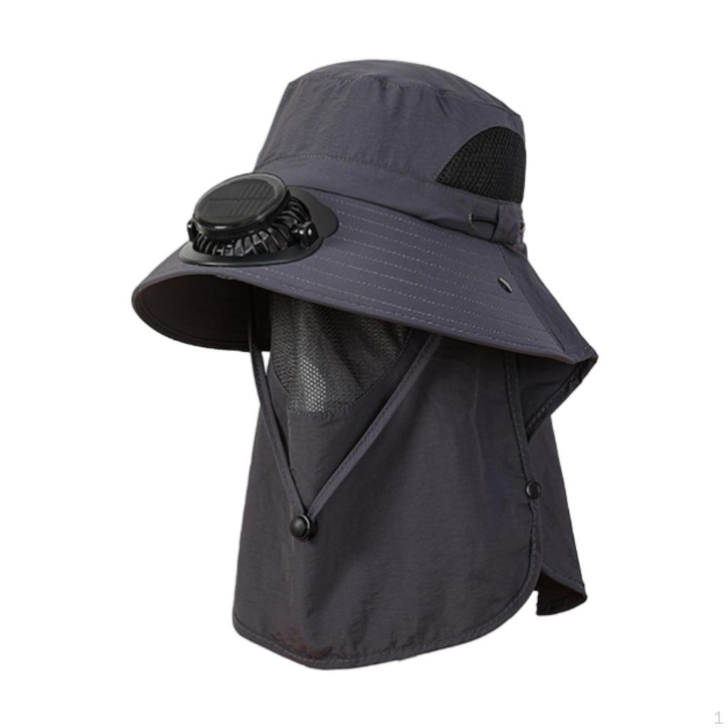 Outdoor Hat with Fan Bucket Lightweight Breathable Wide Brim Sun Protection