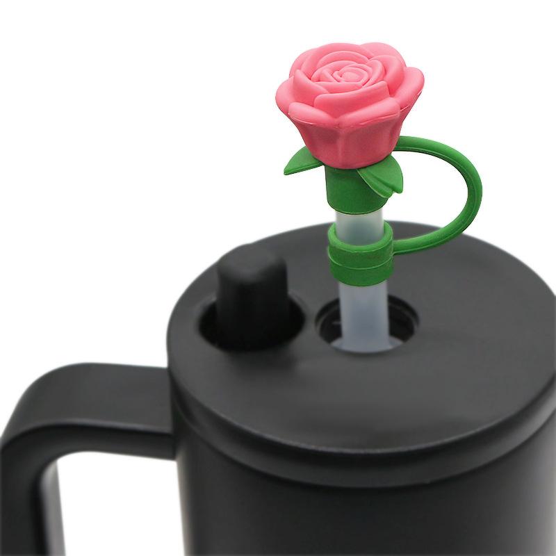 9-10mm Rose Flower Straw Cover for Stanley,Heat-resistant Dust Proof Straw Plug Cap Cup Accessorie,Valentine's Day Gift 1pcs