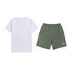 Plain Simple Comfortable Versatile Round Neck Pullover Short Sleeve Logo Letter Print Drawstring Shorts Casual Sports Suit AHSUA49-1+YKSV147-1