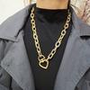 Fashionable Exaggerated Adjustable Length Chain Necklace with Heart Charm Pendant for Trendy Women Ladies Daily Use