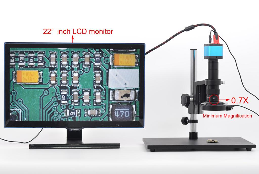 HAYEAR Регулируемое увеличение 180X Zoom 25 мм объектив Промышленный адаптер Микроскоп Камера Окуляр Увеличитель C-Mount 4.5X