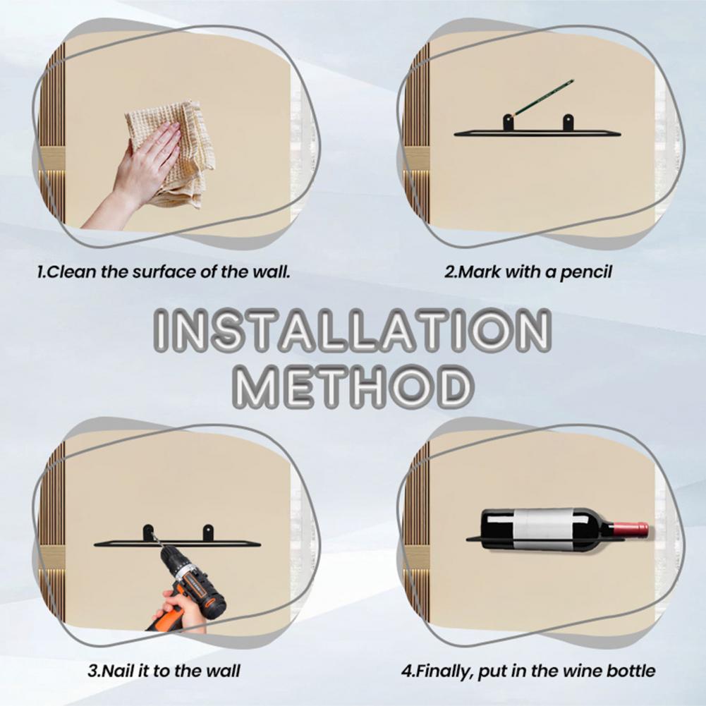 Multifunctional Wine Stand Wall-mounted Wine Rack Elegant Metal Wine Bottle Rack for Wall Space-saving for Bar Enthusiasts