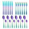 Western Colorful Flatware Cutlery Set 6 Set Knives Fork Spoon Tableware Stainless Steel Dinnerware Kitchen Party Silverware Set