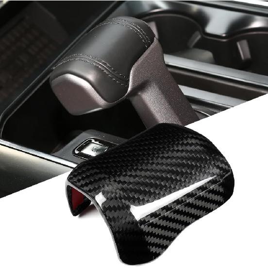 Jogon Genuine Carbon Fiber Gear Shift Knob Trim for Ford F150 Raptor Tremor Limited Platinum Lariat King Ranch 2021 2022 2023 2024 2025, Gear Shift