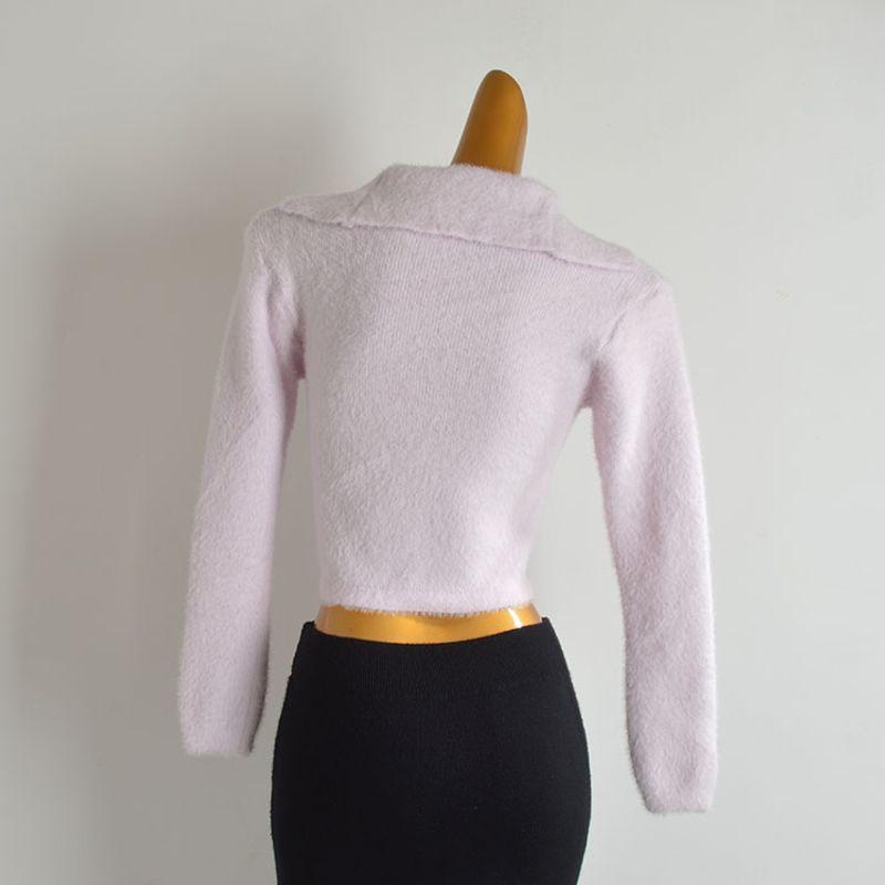 Style New Arrival Anti-Mink Velvet Lapel Pullover Knitwear Sweaters Women's Clothing Fall and Winter Fashion Short Soft Glutinous Long Sleeves Tops