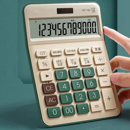 Механический калькулятор 12-разрядный Большой ЖК-дисплей Большие кнопки Легко нажимать