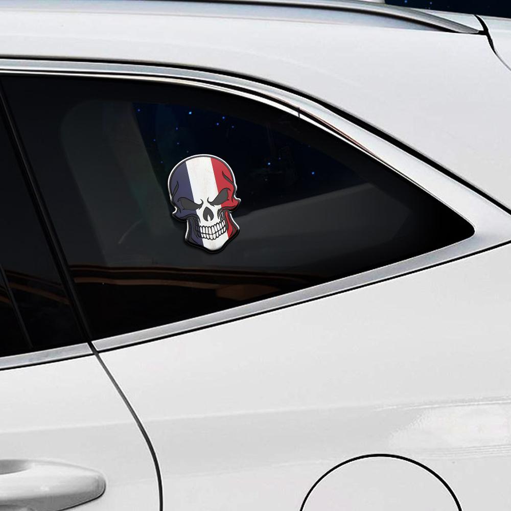 2026 3D Aluminium Skull Head Badge Stickers Car Door Fender Decal Rear Trunk Emblem Sticker Auto Accessories For Audi Benz BMW Kia