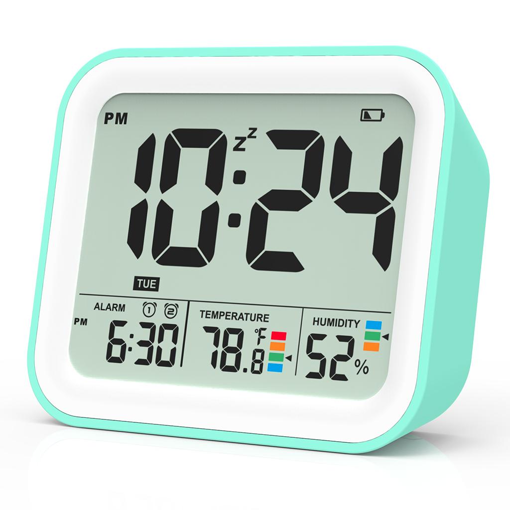 Hand-held Size Digital Alarm Clock with Snooze Function Automatically Detects Minute by Minute Temperature and Humidity Clock