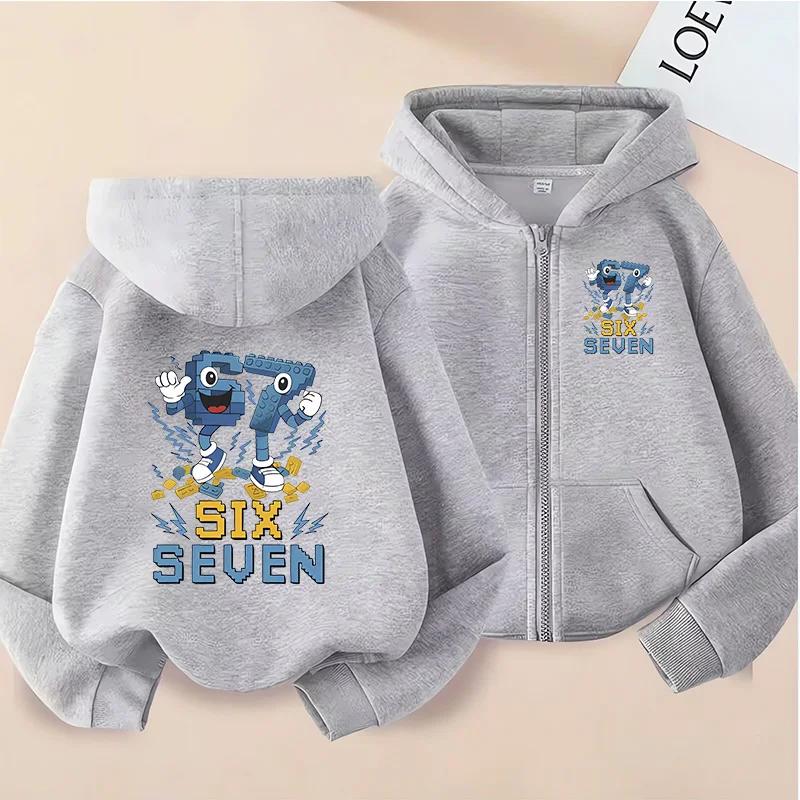 New Six Seven Zip Up Hoodies Children's Funny 67 Brainrot Sweatshirts Kid Girl Boy Zipper Hoody Casual Fashion Tops