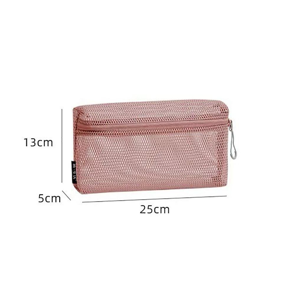 Casual Nylon Storage Pouch With Zipper Mesh Cosmetic Bag Hand-held Multipurpose Mesh Pouch Women