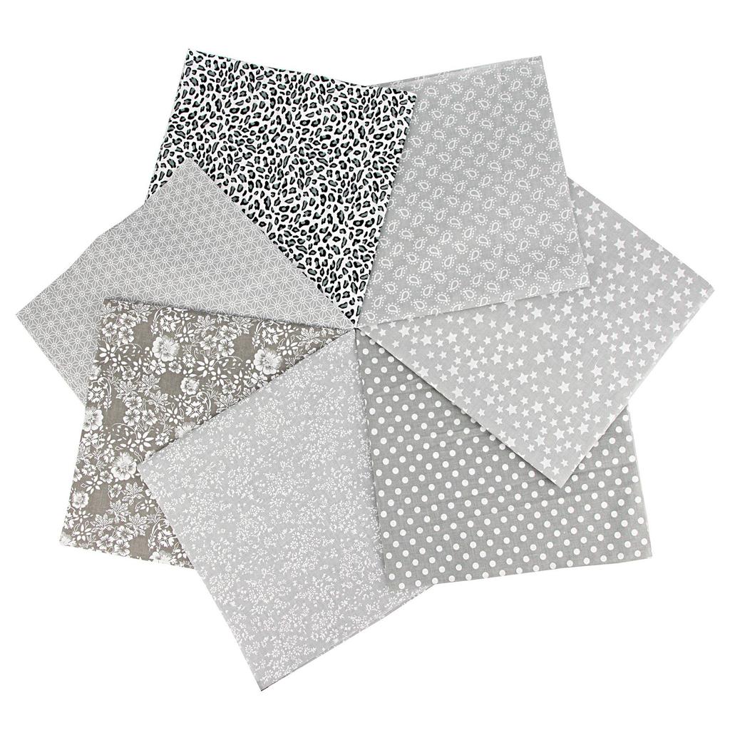 Набор хлопчатобумажной ткани 7 цветов для DIY проектов с цветочными, клетчатыми и гороховыми узорами