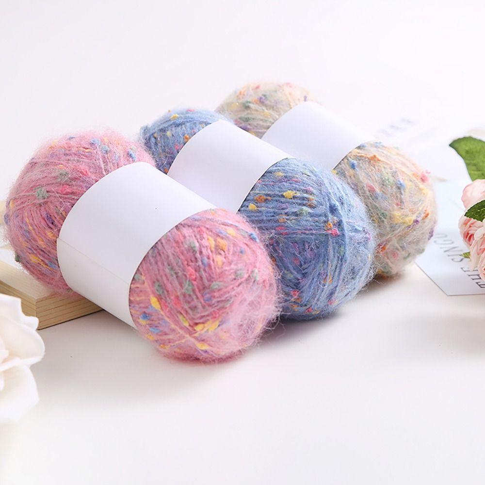 Colored Dots Plush Rainbow Thread DIY Crochet Knitting Soft Hand-woven Scarf
