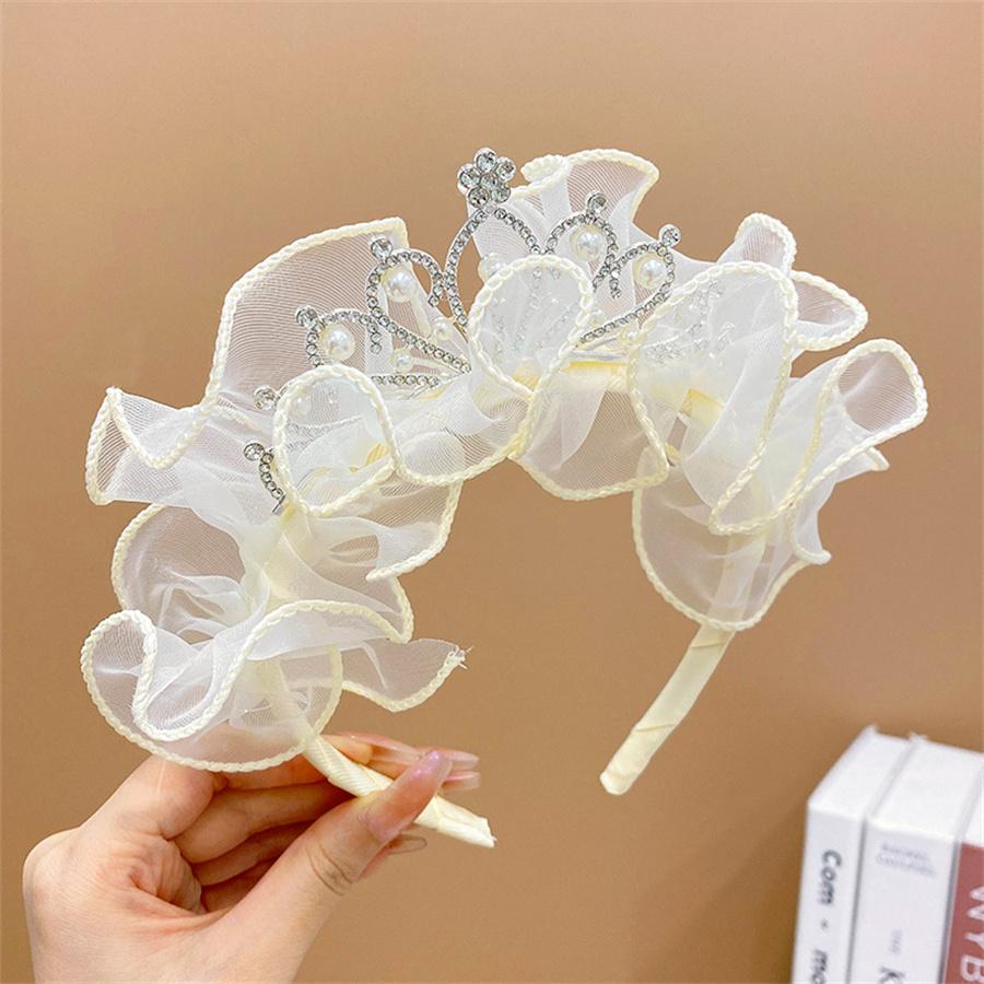 Новые детские резинки для волос Стразы Кружево Тиары Ободки Принцесса Девочки Корона Головной убор День рождения Выпускной Вечеринка Аксессуары для волос