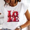 (Asian Size) Love Flower Cute Graphic T-shirts T Shirt Female Top Clothing Casual Flower Fashion Short Sleeve Print Lady Women Tee