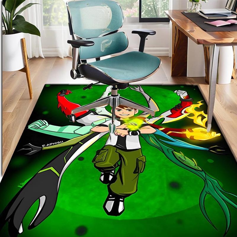 Ben 10 Cartoon Pattern Rug, Indoor/Outdoor Mat, for Picnic, Gameroom, Bedroom, Office, Living Room, Home Decor Carpet, Birthday Gift