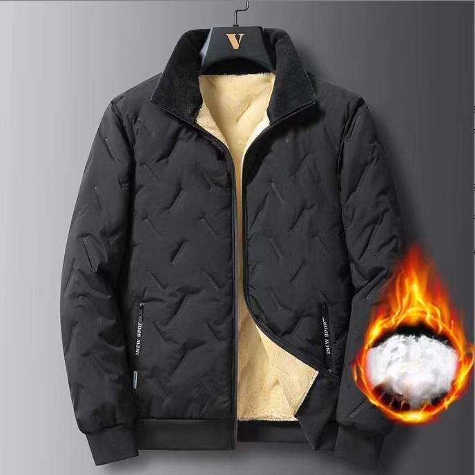 Autumn Winter Men's Jacket Fleece-lined Winter Coat Plus Velvet Down Cotton Coats Men's Middle-aged Winter Graphene Cotton Coats Winter Coats