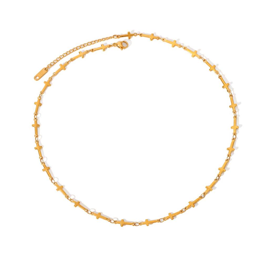 Хит продаж Французское Нержавеющее Стальное Крестовое Ожерелье с Подвеской из Циркона и Жемчуга