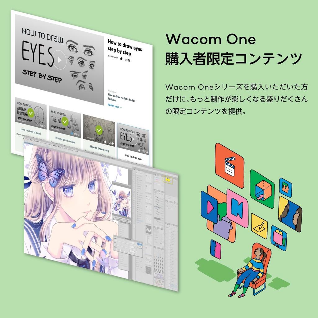 [Эксклюзивно для Amazon.co.jp] LCD-планшет Wacom One 11,6 дюйма с набором из 12 оригинальных кистей (TDTC121W4D)