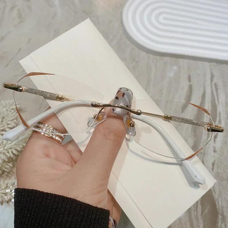 Готовые рецептурные очки для близорукости, блокирующие синий свет, женские, мужские, с алмазной огранкой, минусовые, безободковые очки для миопии